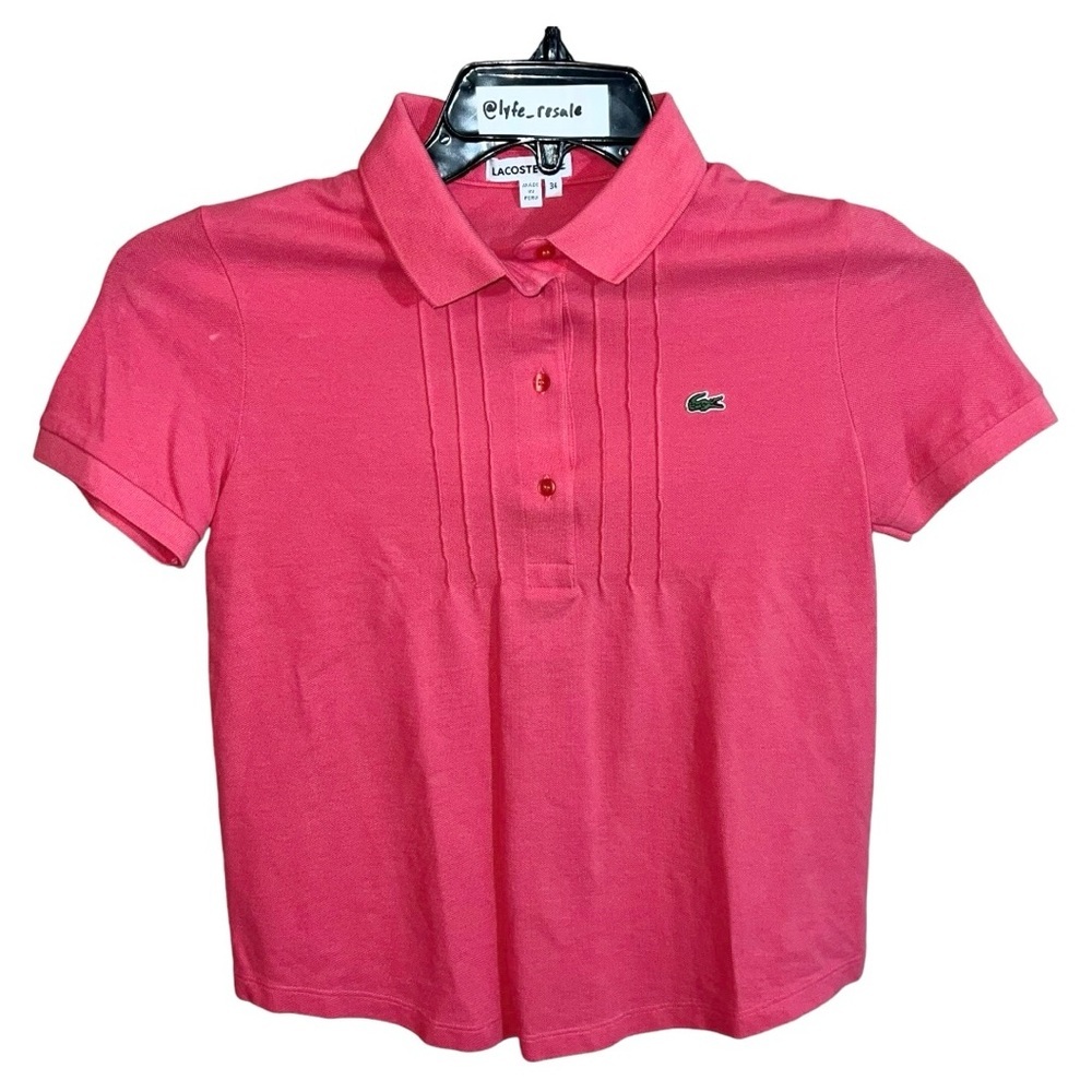 Lacoste Polo Shirt Women’s Size 34 Pink Short Sleeve Small Casual